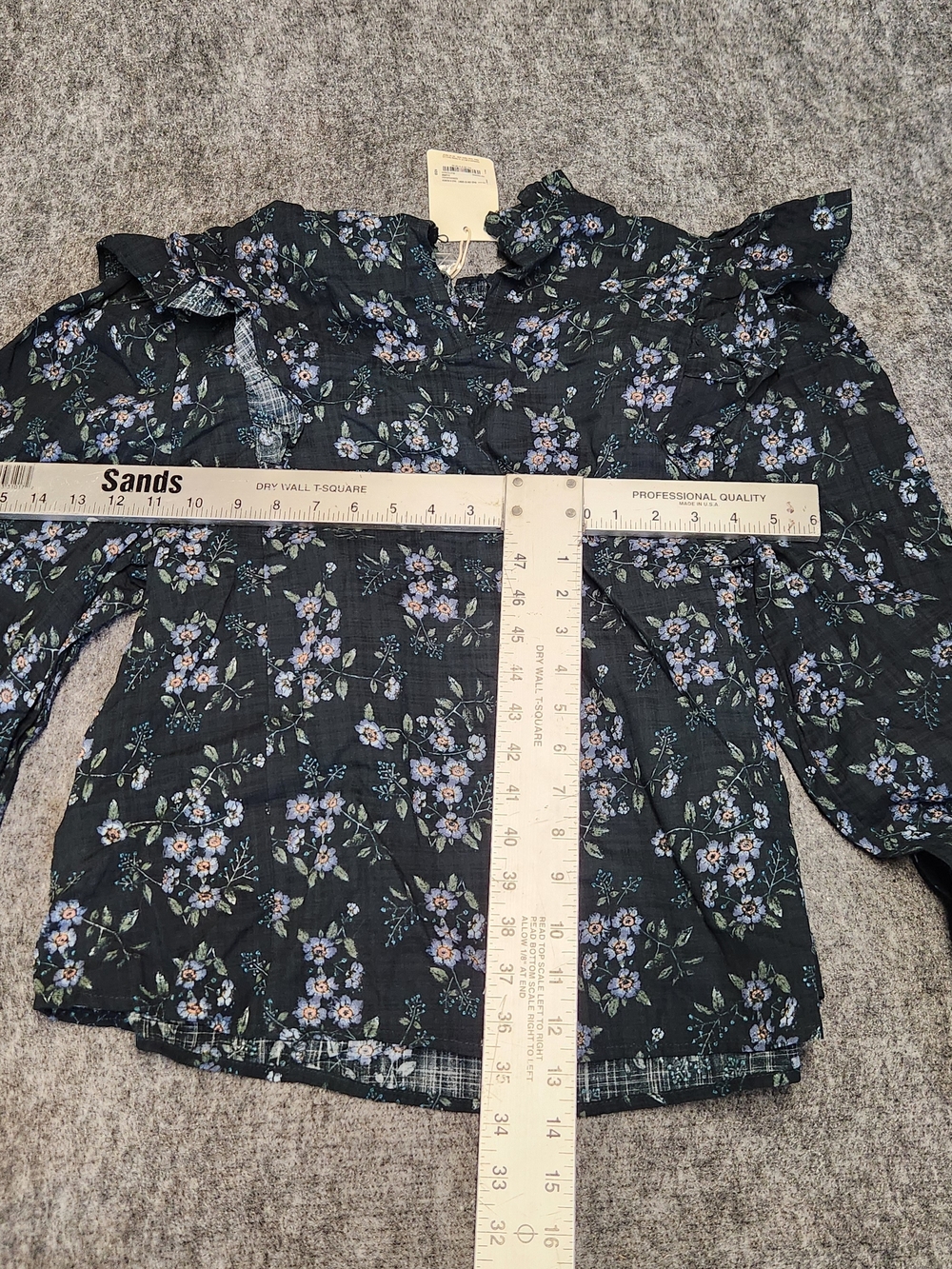 a.n.a Womens' Black Floral Ruffle Shoulder Shirt